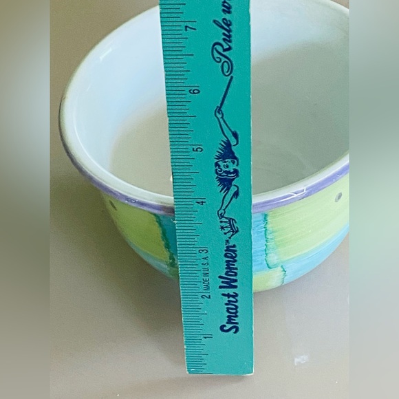 Vintage 1990 Italian Chiara Cerinotti Green, Blue & Purple Handmade Ceramic Bowl - Picture 5 of 9